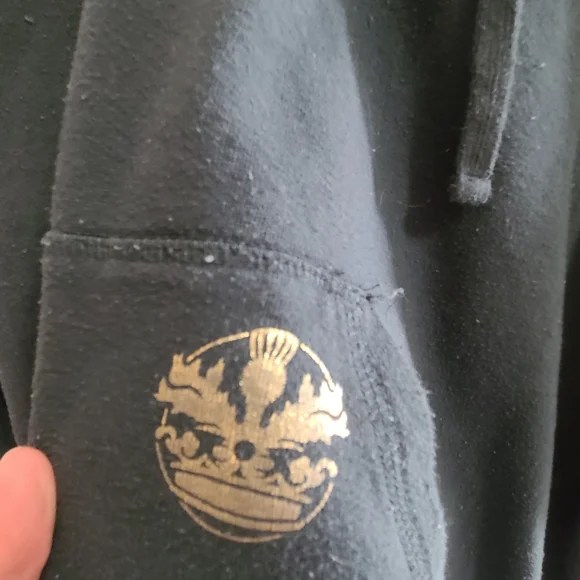 Plus Lace-Up Black Hoodie with Gold Sleeve Detail - Women - Picture 5 of 9